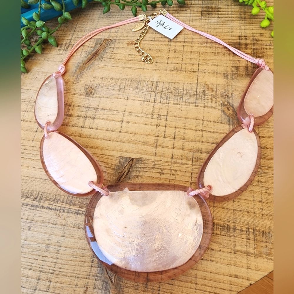 Style & Co Dusty Pink Resin Statement Necklace, 21-1/2"